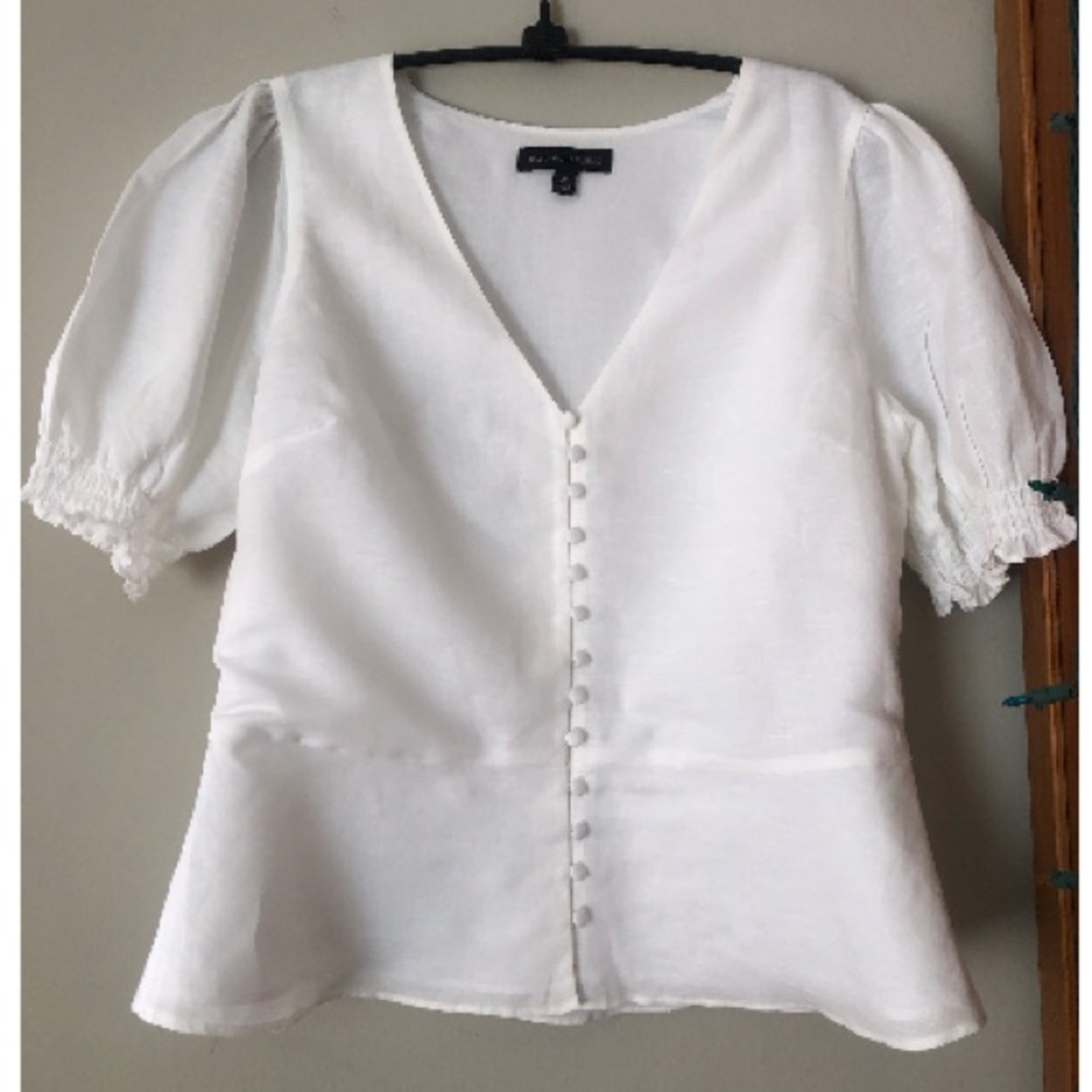 Banana Republic Linen Cotton Peplum Top